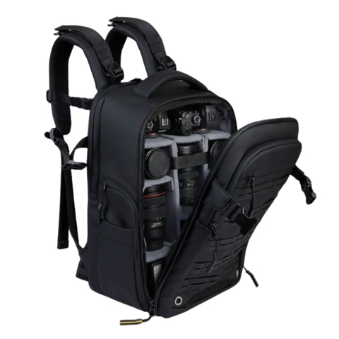 Balo máy ảnh SAKOS Imapro - Mở 90 độ, nhiều ngăn tùy chỉnh, đai vali, chống sốc laptop riêng, trượt nước