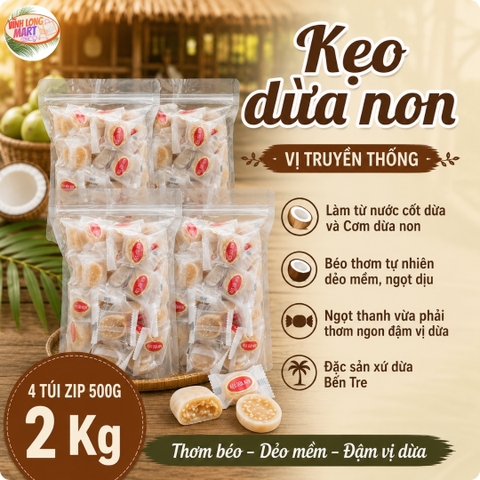 Kẹo dừa non vị truyền thống - Không dùng đường trong sản xuất