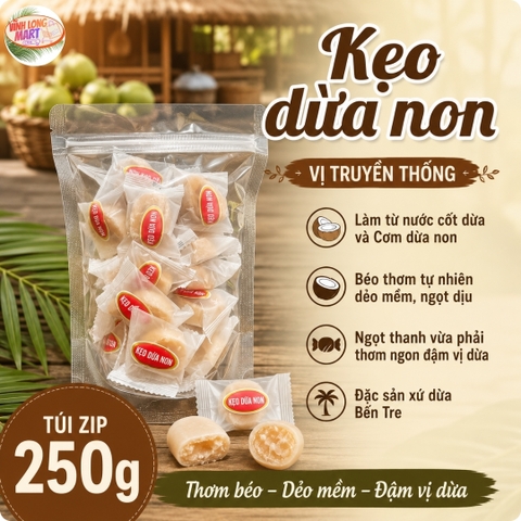 Kẹo dừa non vị truyền thống - Không dùng đường trong sản xuất