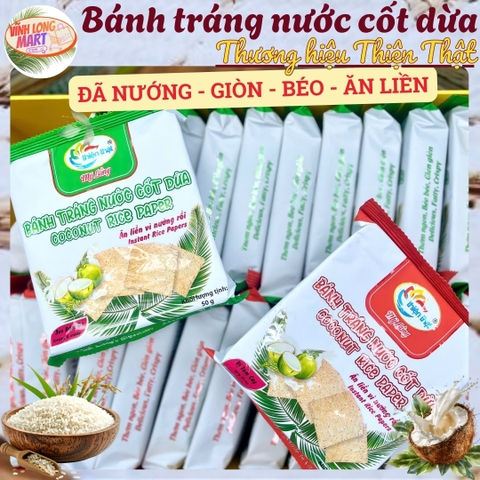 Bánh tráng nước cốt dừa Mỹ Lồng - Thương hiệu Thiện Thật - Ăn liền - Giòn - Béo - Gói 50g tiện lợi