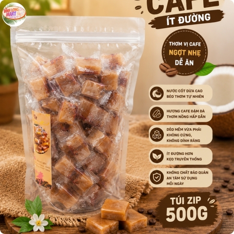 Kẹo dừa cafe ít đường - Đặc sản Bến Tre - Béo vị dừa - Thơm mùi cafe
