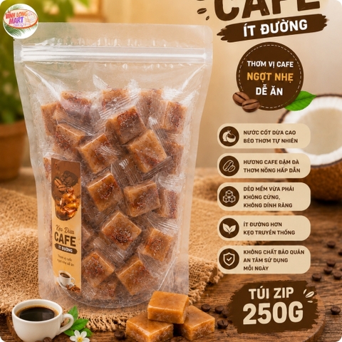 Kẹo dừa cafe ít đường - Đặc sản Bến Tre - Béo vị dừa - Thơm mùi cafe