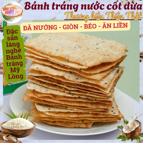 Bánh tráng nước cốt dừa Mỹ Lồng - Thương hiệu Thiện Thật - Ăn liền - Giòn - Béo - Gói 50g tiện lợi