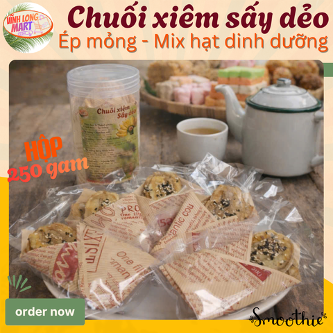 Chuối xiêm Sấy dẻo - Ép mỏng_Mix hạt dinh dưỡng