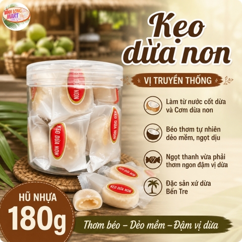 Kẹo dừa non vị truyền thống - Không dùng đường trong sản xuất