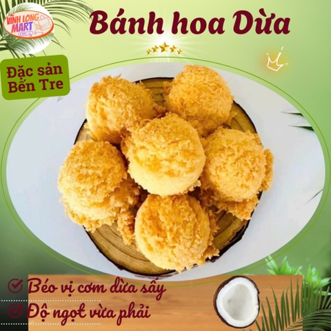 Bánh Hoa Dừa Bến Tre Giòn Tan – Béo Thơm, Ngọt Dịu - Túi ZIP 200g