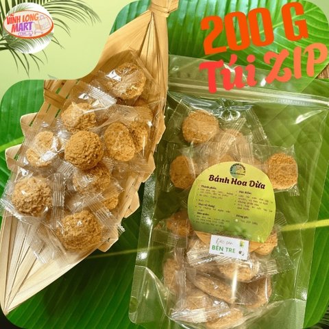 Bánh Hoa Dừa Bến Tre Giòn Tan – Béo Thơm, Ngọt Dịu - Túi ZIP 200g