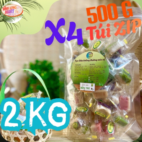 Kẹo Dừa không Đường mix vị - không dùng đường trong sản xuất, béo dừa