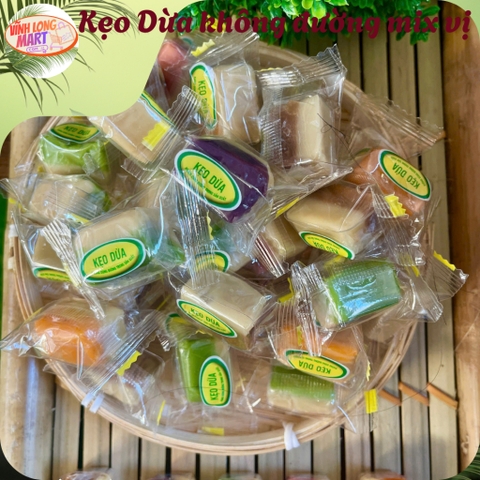 Kẹo Dừa không Đường mix vị - không dùng đường trong sản xuất, béo dừa