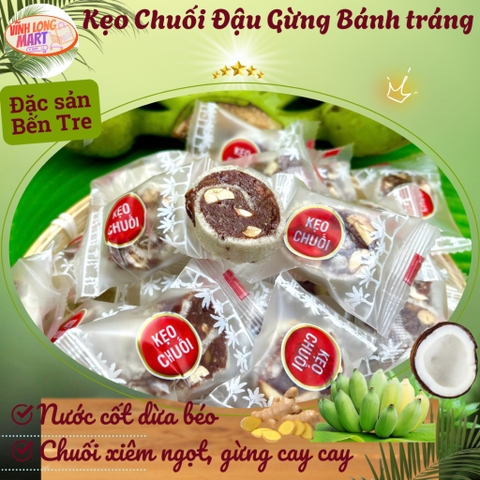 Kẹo Chuối Đậu Gừng Bánh Tráng – Dẻo Thơm, Béo Bùi, Cay Nhẹ