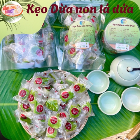 Kẹo Dừa Non Lá Dứa Bến Tre – Dẻo Thơm, Béo Ngậy, Ít Ngọt