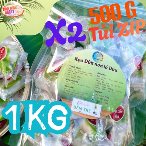 Kẹo Dừa Non Lá Dứa Bến Tre – Dẻo Thơm, Béo Ngậy, Ít Ngọt