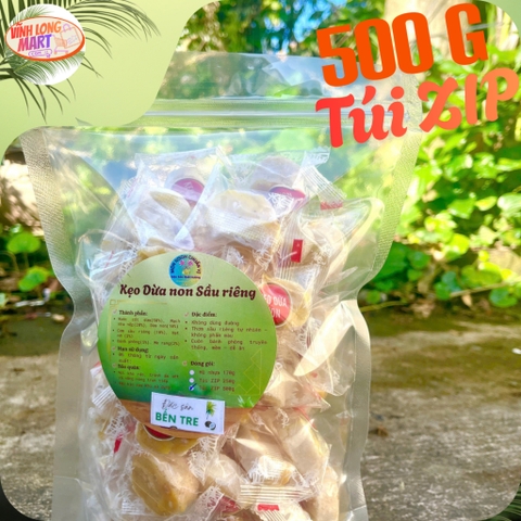 Kẹo Dừa non Sầu riêng - Không dùng đường trong sản xuất- Thơm, Béo