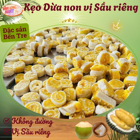 Kẹo Dừa non Sầu riêng - Không dùng đường trong sản xuất- Thơm, Béo