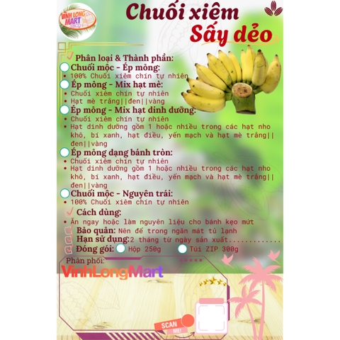 Chuối xiêm Sấy dẻo - Ép mỏng_Mix mè – Ngọt tự nhiên
