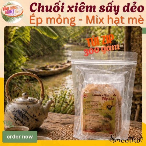 Chuối xiêm Sấy dẻo - Ép mỏng_Mix mè – Ngọt tự nhiên