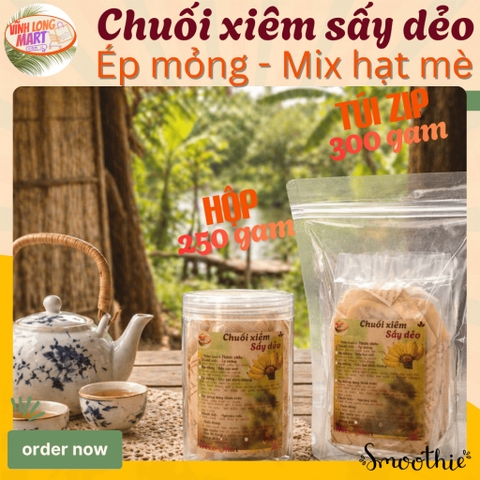Chuối xiêm Sấy dẻo - Ép mỏng_Mix mè – Ngọt tự nhiên
