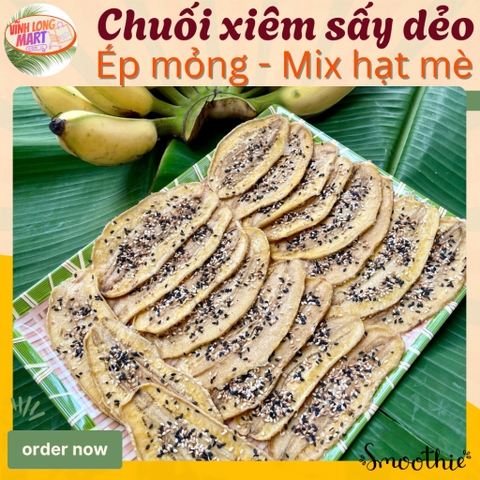 Chuối xiêm Sấy dẻo - Ép mỏng_Mix mè – Ngọt tự nhiên