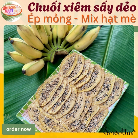 Chuối xiêm Sấy dẻo - Ép mỏng_Mix mè – Ngọt tự nhiên