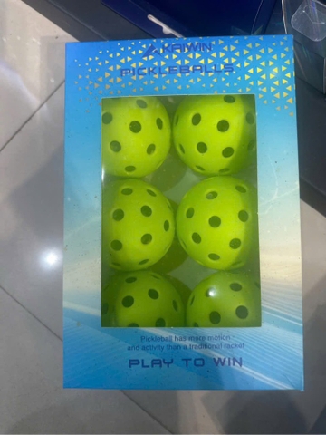 Hộp 6 bóng tập luyện Pickleball Kaiwin: PK40L Outdoor - Xanh chuối
