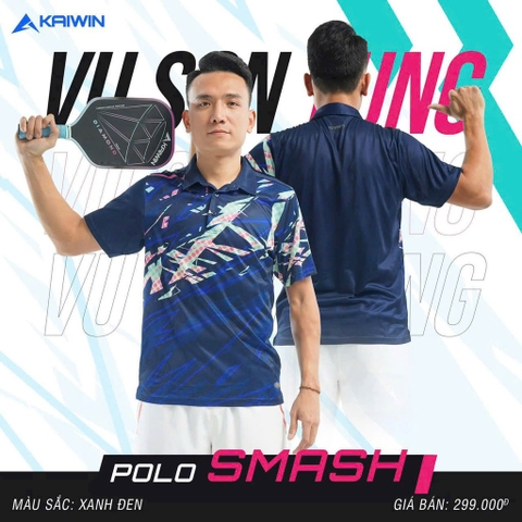 ÁO THỂ THAO NAM KAIWIN SMASH XANH ĐEN