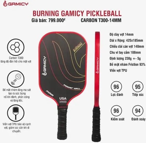 VỢT PICKLEBALL GAMICY BURNING T300 KAIWIN