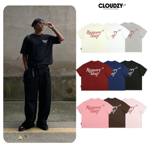 Áo thun boxy CLOUDZY streetwear 100% cotton 250gsm dày dặn áo phông nam nữ form rộng hồng nâu đỏ RECOVER