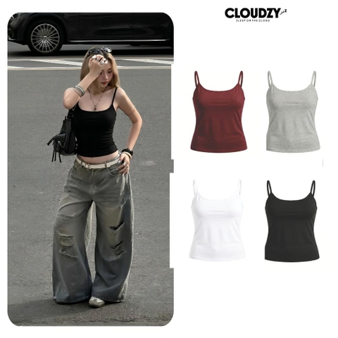 [NEW] Áo hai dây nữ có mút basic ôm dáng chất thun gân mịn tôn dáng localbrand Cloudzy co giãn tốt