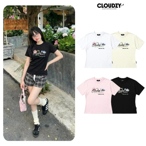 [NEW] Áo baby tee CLOUDZY in hình hoa hồng ôm dáng y2k 100% cotton 250gsm áo phông cộc tay nữ local brand cute ROSE