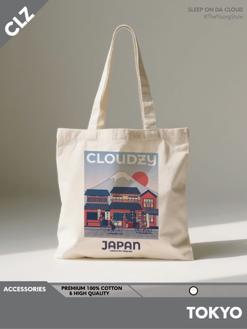 Túi canvas túi vải unisex nữ nam phong cách Hàn Quốc basic hoạ tiết in cao cấp màu be túi TOKYO