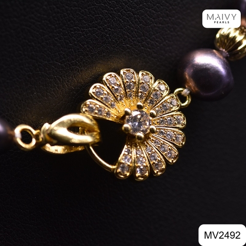MV2492 - Set ngọc trai Túc Vũ ngọc trai barroque size 7-8mm màu lông công gồm dây chuyền, lắc tay và nhẫn
