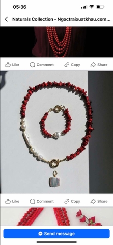 dây chuyền san hô mix trai