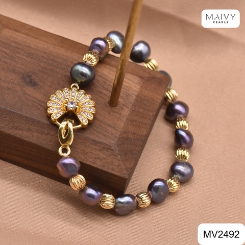 MV2492 - Set ngọc trai Túc Vũ ngọc trai barroque size 7-8mm màu lông công gồm dây chuyền, lắc tay và nhẫn