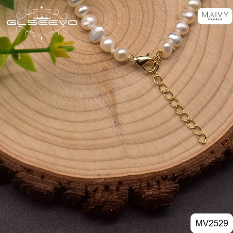 MV2529 - Set ngọc trai trắng mix đá thạch anh tím kết chùm mặt gồm dây chuyền/lắc tay/bông tai