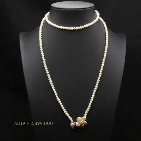 119-* dây chuyền dài 1m1 nhấn hoa 5 cánh nhụy hồng