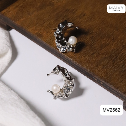 MV2562 - Bông tai ngọc trai trắng size 5-6mm dáng C