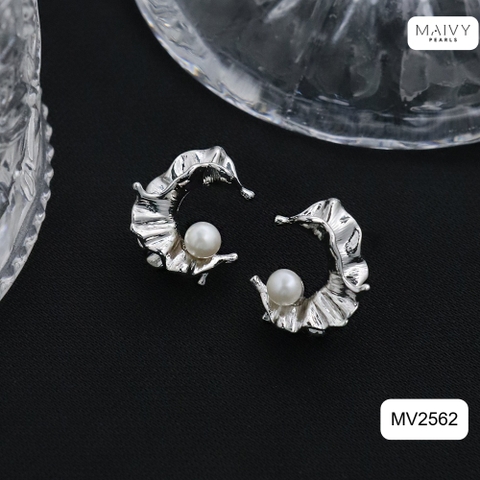 MV2562 - Bông tai ngọc trai trắng size 5-6mm dáng C