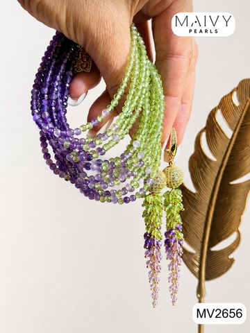 MV2656-Bộ vòng tay và hoa tai đá Peridot – Amethys