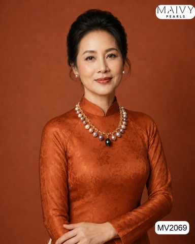MV2069 - Dây Chuyền Baroque Hồng Ánh Tím Cách Điệu Kiểu Dáng Hiện Đại