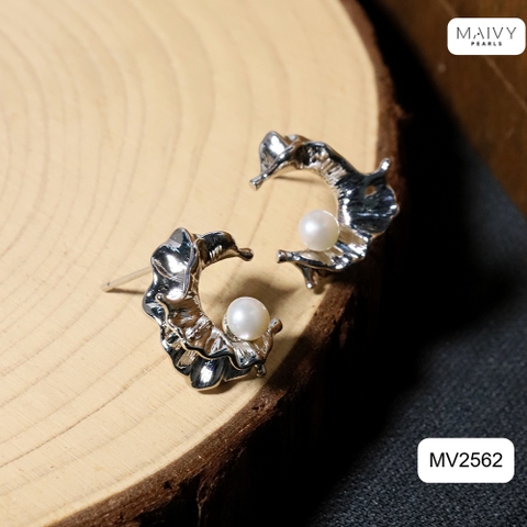 MV2562 - Bông tai ngọc trai trắng size 5-6mm dáng C