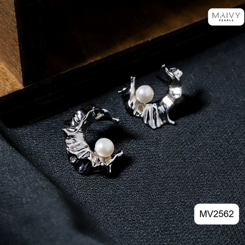 MV2562 - Bông tai ngọc trai trắng size 5-6mm dáng C