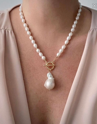 244-*Dây chuyền hạt gạo kết hợp 1 viên ngọc