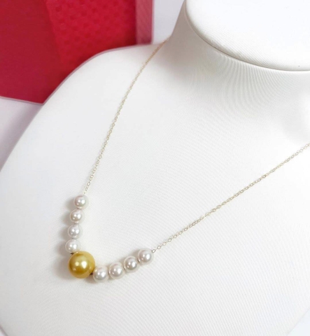 dây chuyền nhấn 1 hạt trai vàng