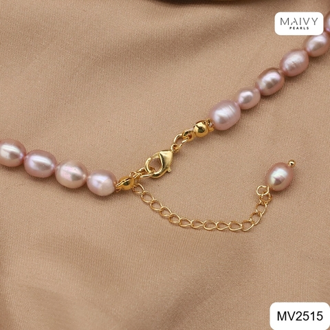 MV2515 - Dây chuyền trai hồng ánh tím nhấn mặt 3 hoa lớn Nàng Thơ