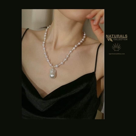 dây chuyền brq mặn kết hợp 2 size trai trứng 8 li và 2li