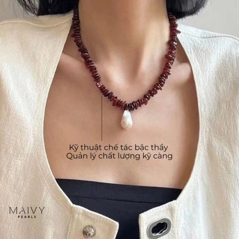 MV2002 - Nguyệt Sương -  dây chuyền thạch lựu mix Baroque