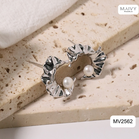 MV2562 - Bông tai ngọc trai trắng size 5-6mm dáng C
