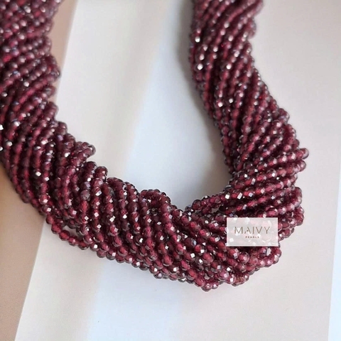 MV2146- Dây Chuyền Đá  Garnet Tuyệt Đẹp 10 Sợi Đan Xéo