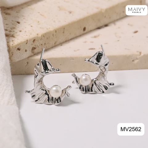 MV2562 - Bông tai ngọc trai trắng size 5-6mm dáng C