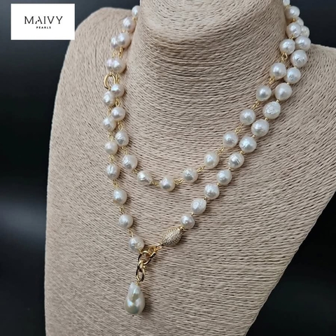 MV932 - Dây chuyền trai dị trắng Mix Baroque